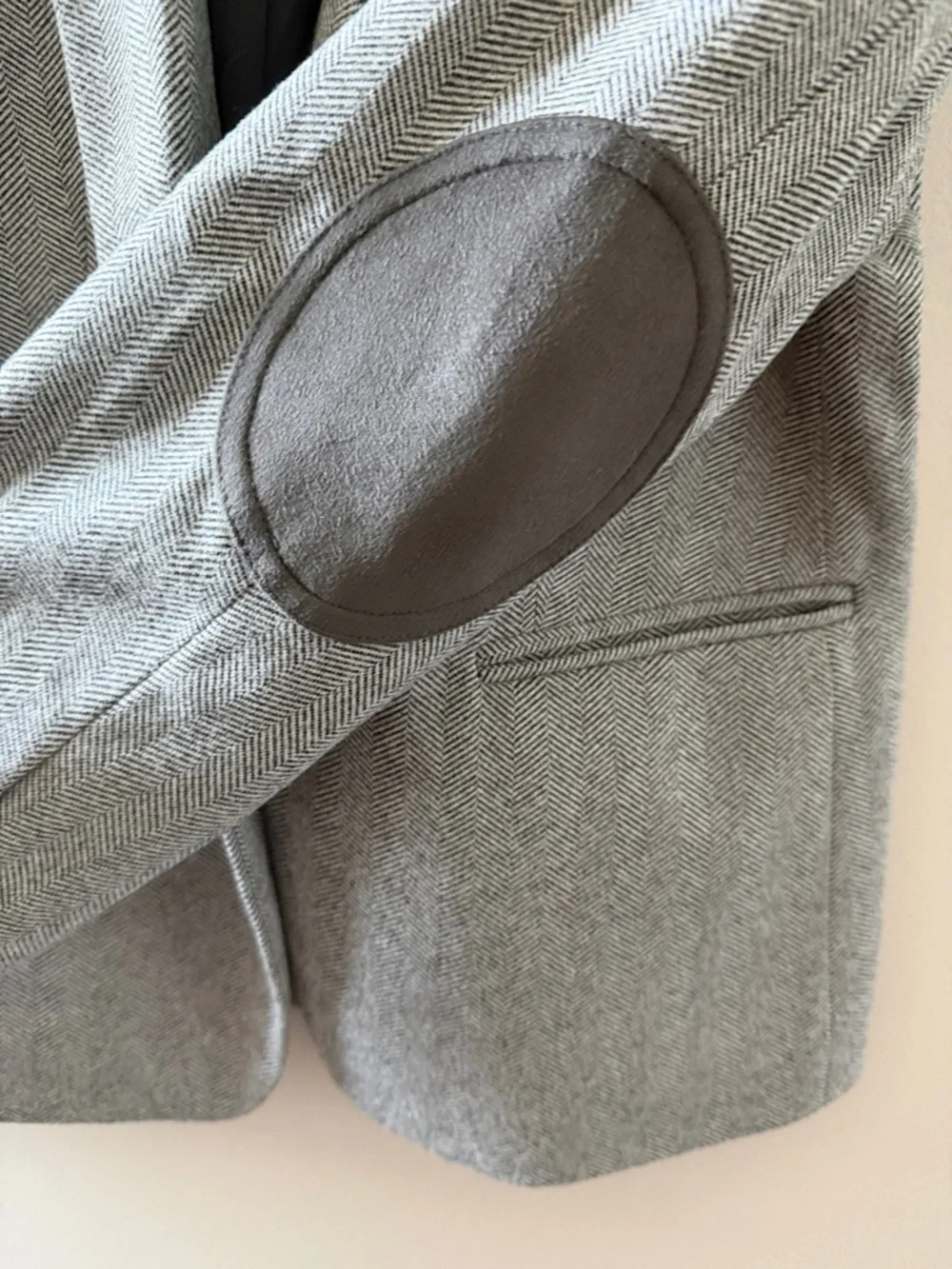 LOFT Light Gray Herringbone Single-Button Blazer - Picture 7 of 9